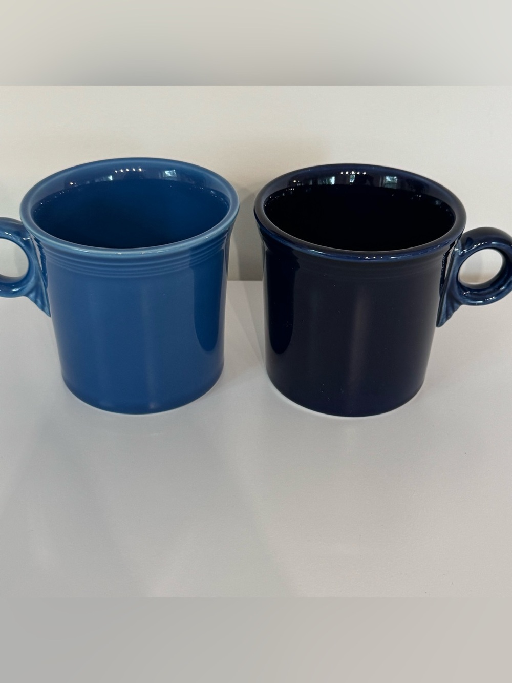Set of 2 Fiesta O Ring-Handle Coffee Tea Mugs Blue & Navy Blue HLC - Picture 2 of 8